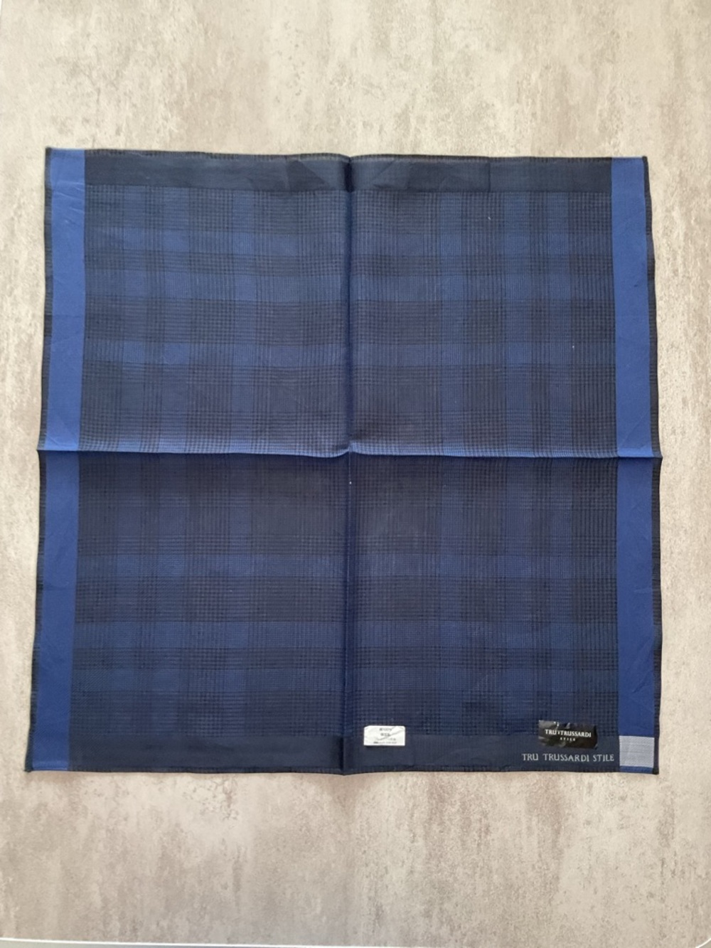 Tru Trussardi Dark and Royal Blue Checked Men's Pocket Square